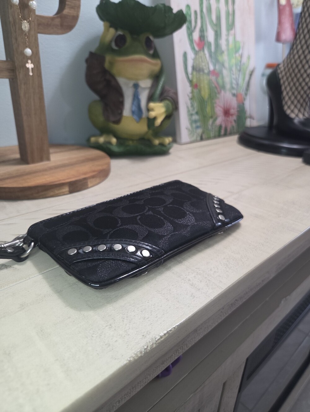 Coach Large Lurex Signature Wristlet Clutch, Black- LN IN EC - Picture 10 of 13